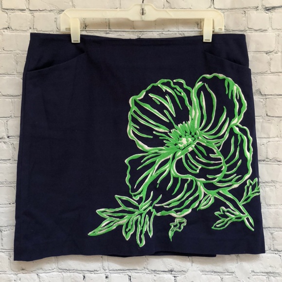 Lilly Pulitzer Dresses & Skirts - Lily Pulitzer Royal Blue Flower Embroidered Skirt